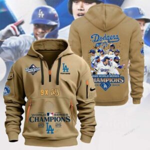 Los Angeles Dodgers 2025 World Series Champions 2D Quarter Zip Hoodie - Image 5