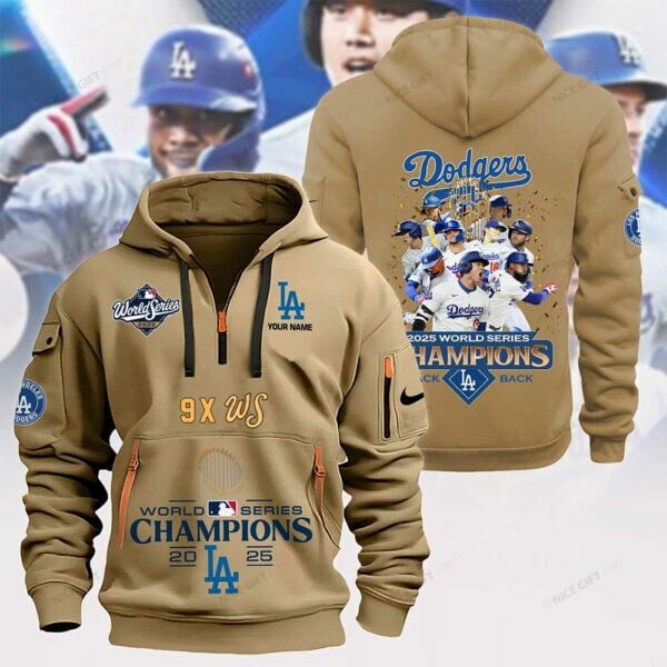 Los Angeles Dodgers 2025 World Series Champions 2D Quarter Zip Hoodie - Image 5
