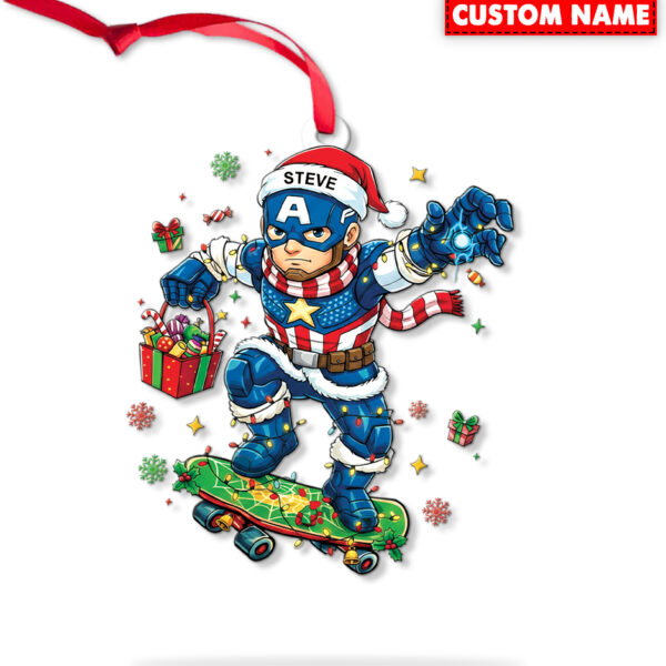 Personalized Captain America Christmas Ornament - Image 6