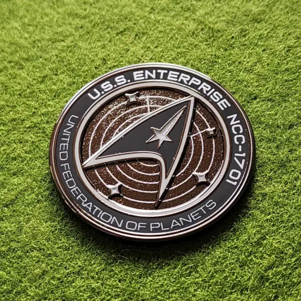 Alternative view of U.S.S. Enterprise NCC-1701 Metal Enamel Pin
