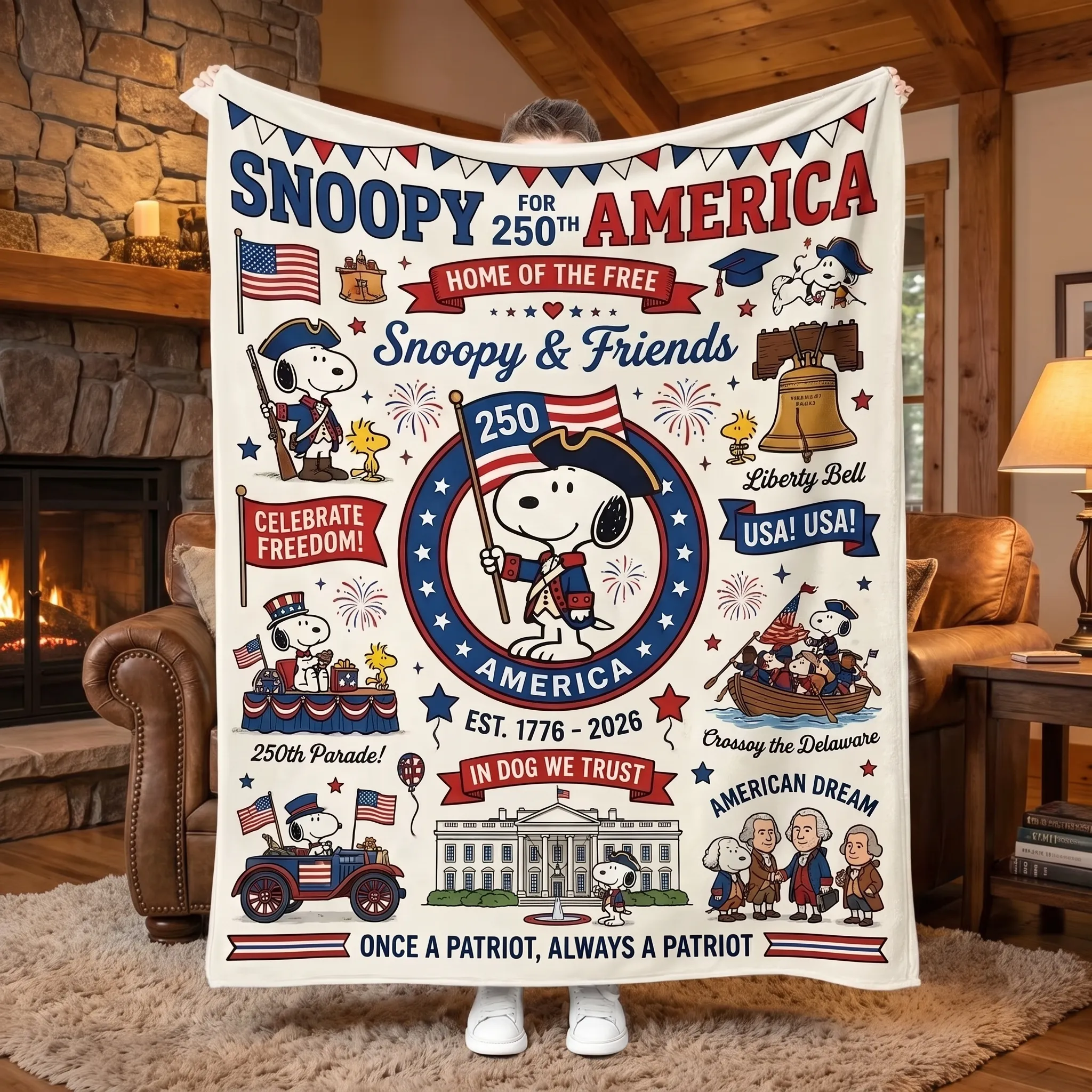 Snoopy 250 Years of America Quilt Blanket -THK132326 - Image 2
