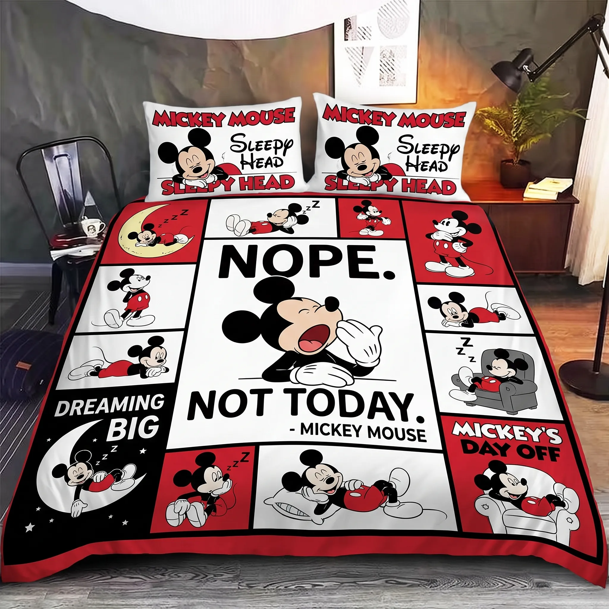 Mickey Mouse "Nope Not Today" Funny Quilt Bedding Set-THK133704