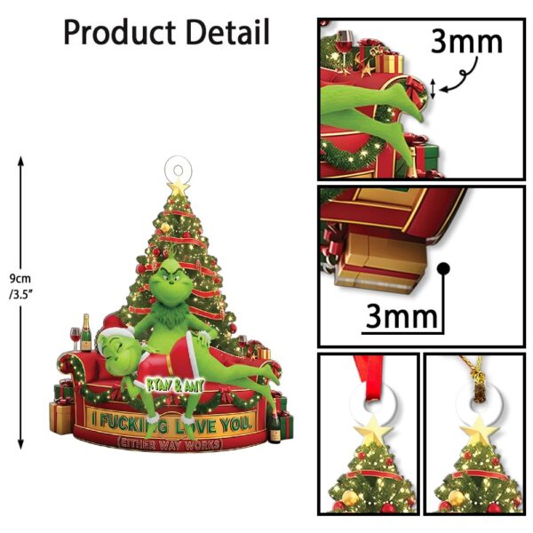 Personalized Green Monster Couple I Love You - Either Way Works Christmas Ornament - Image 7