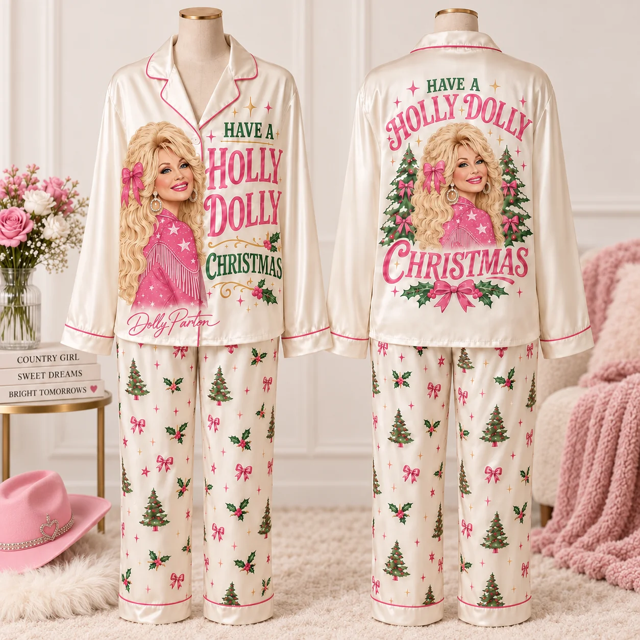 Have A Holly Dolly Parton Christmas Pajama Set-THK136332 - Image 2