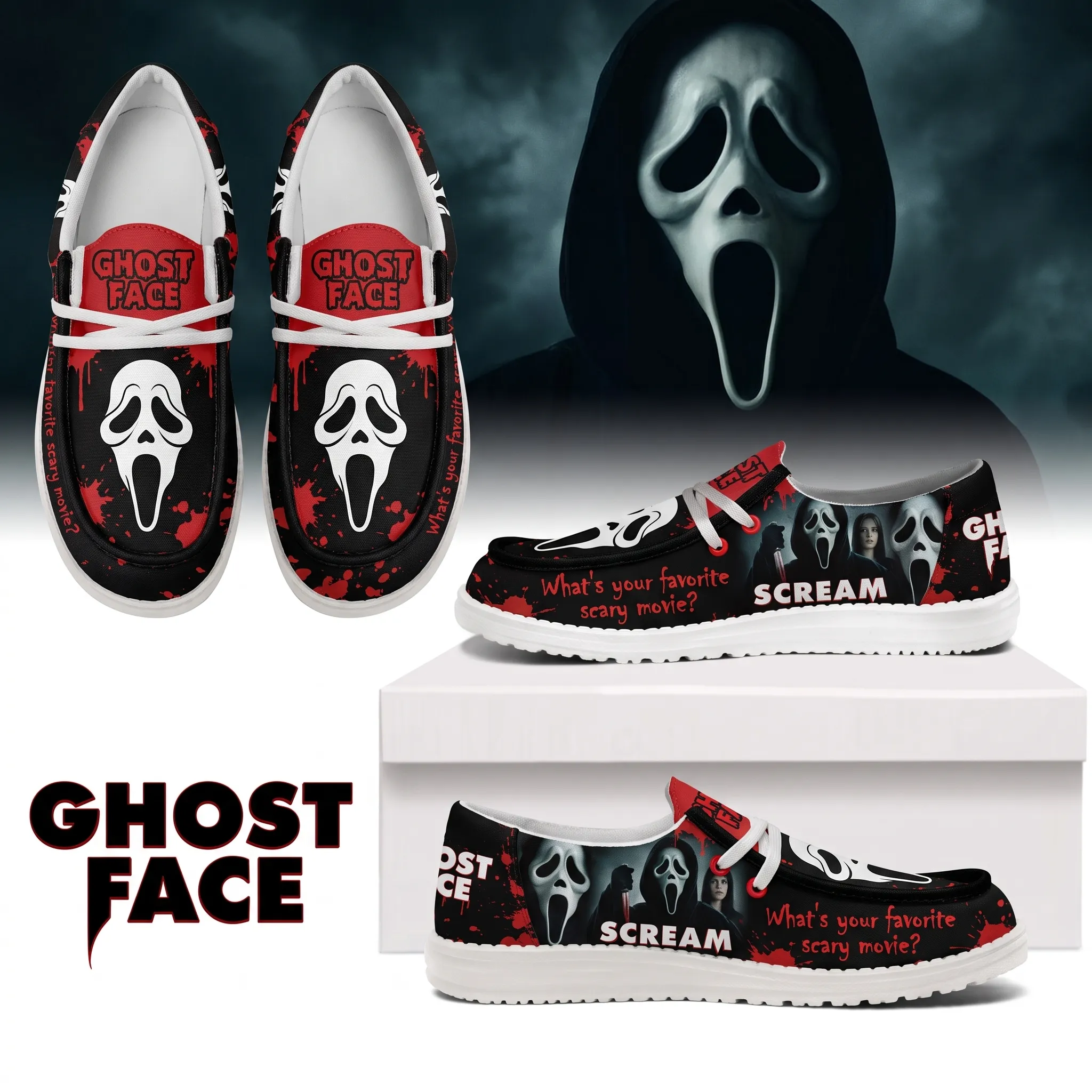 Ghostface Hey Dude Shoes-THK133399