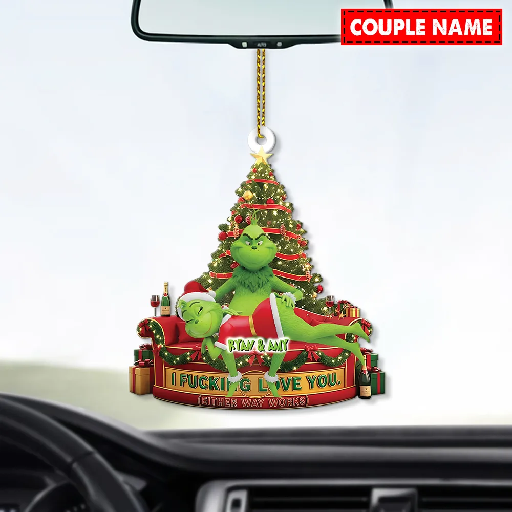 Personalized Green Monster Couple I Love You - Either Way Works Christmas Ornament - Image 4