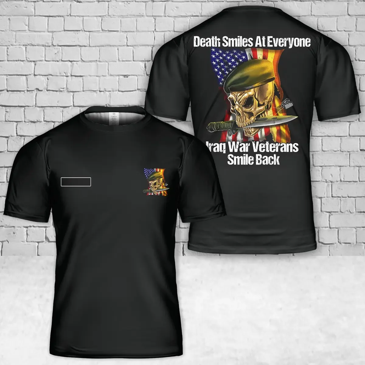 Custom Name Death Smiles At Everyone Iraq War Veteran T-Shirt