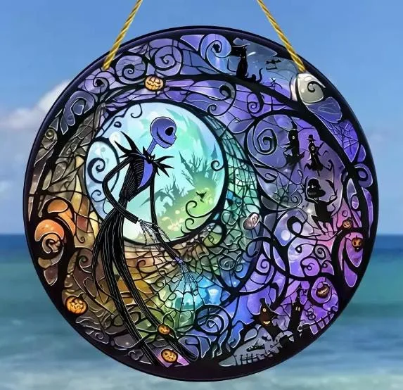 Jack Skellington Stained Glass Window Hanging - Image 2