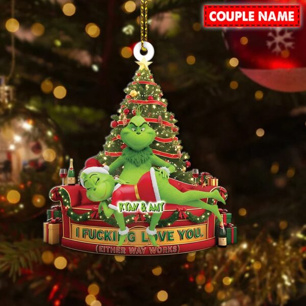 Personalized Green Monster Couple I Love You - Either Way Works Christmas Ornament