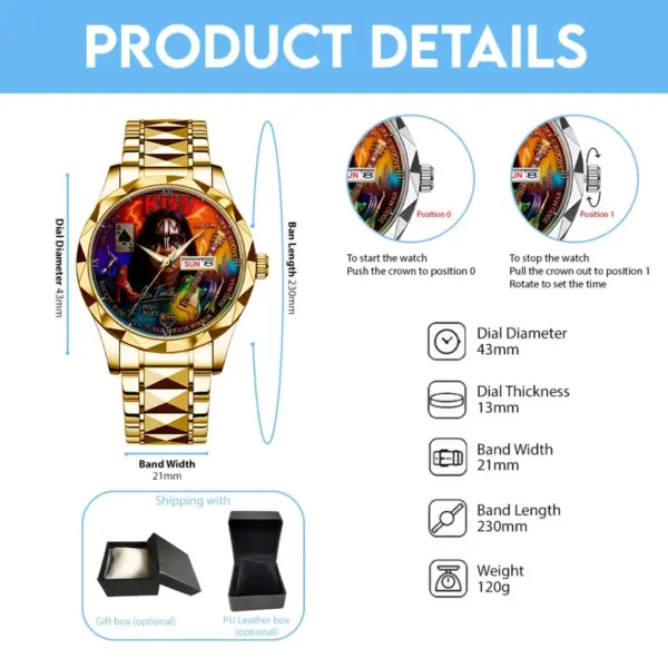 KISS x Ace Frehley Alloy Luxury Quartz Watch – 116866 - Image 4