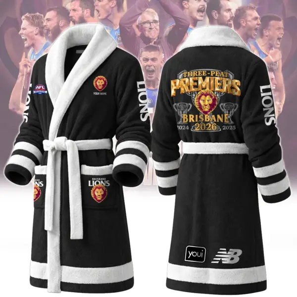 Personalized Brisbane Lions Fleece Bathrobe-THK136765 - Image 3