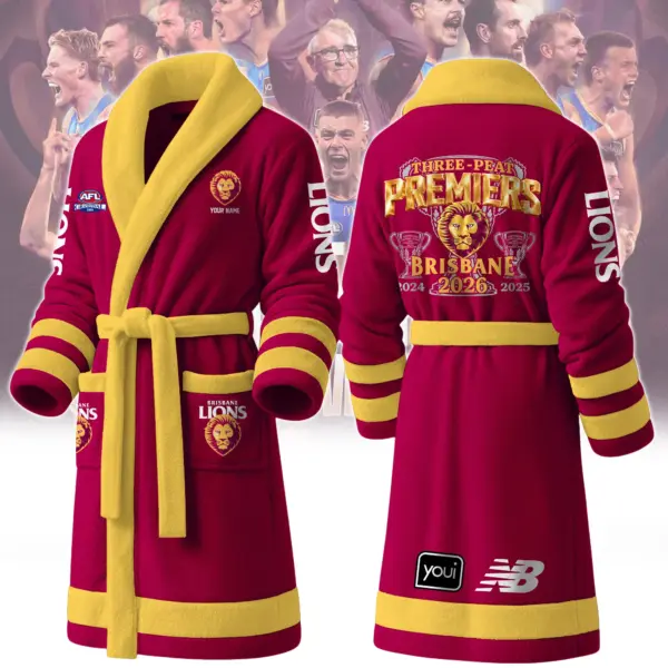 Personalized Brisbane Lions Fleece Bathrobe-THK136765
