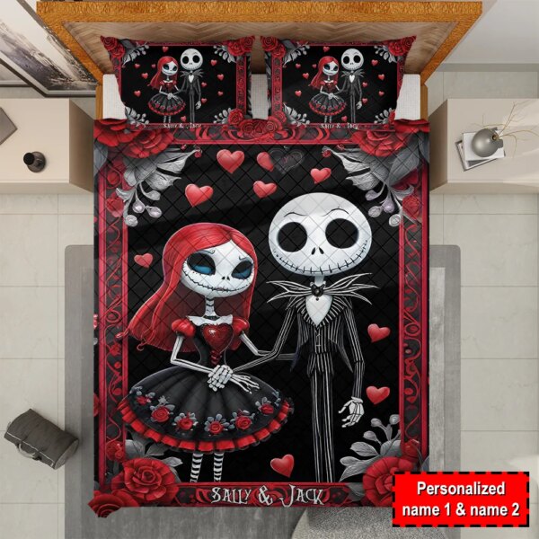 Alternative view of Personalized Jack And Sally - The Nightmare Before Christmas Quilt Bedding Set
