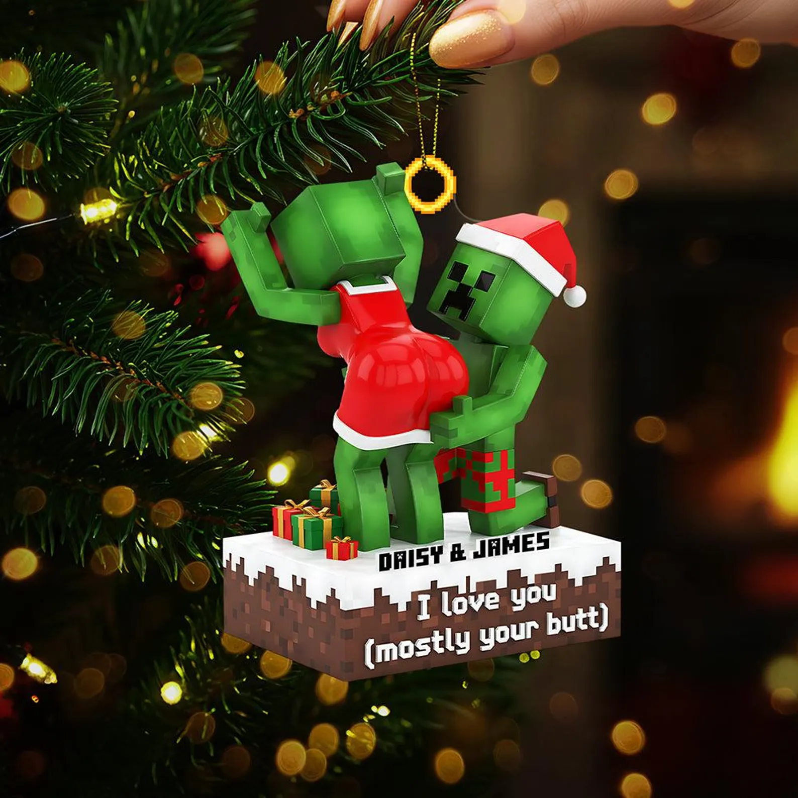 Personalized Funny Couple Christmas Ornament Style 1 - Image 2