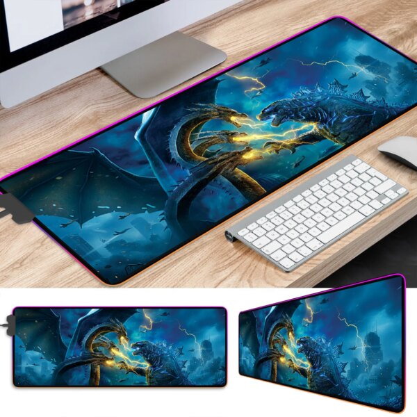 Alternative view of Godzilla monster LED Desk Mat