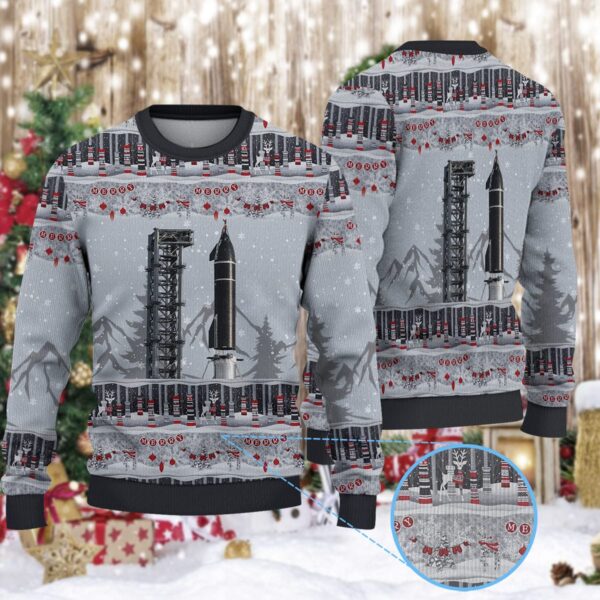 SpaceX Starship SN20 Super Heavy Booster BN4 Christmas Knitted Sweater