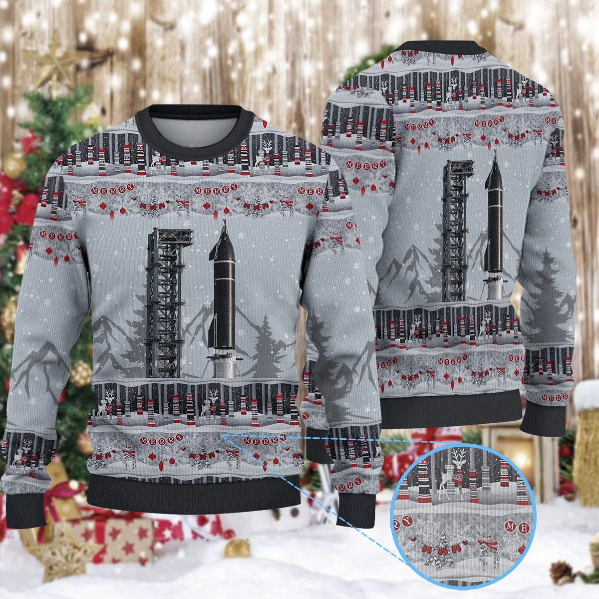 SpaceX Starship SN20 Super Heavy Booster BN4 Christmas Knitted Sweater