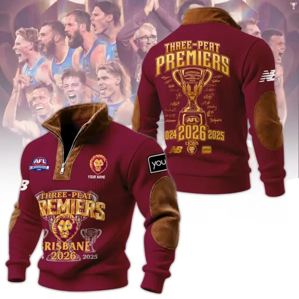 Brisbane Lions 3D Knit Half-Zip Sweater-THK136763