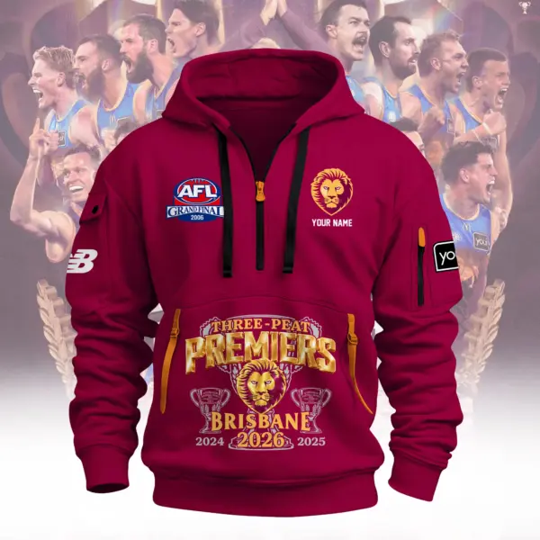 Brisbane Lions 2D Quarter Zip Hoodie-THK136755