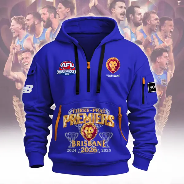 Brisbane Lions 2D Quarter Zip Hoodie-THK136755 - Image 7