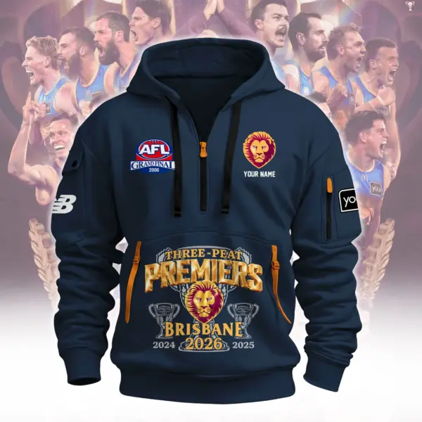 Brisbane Lions 2D Quarter Zip Hoodie-THK136755 - Image 5