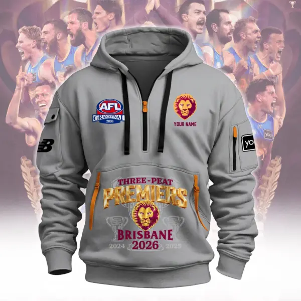 Brisbane Lions 2D Quarter Zip Hoodie-THK136755 - Image 4
