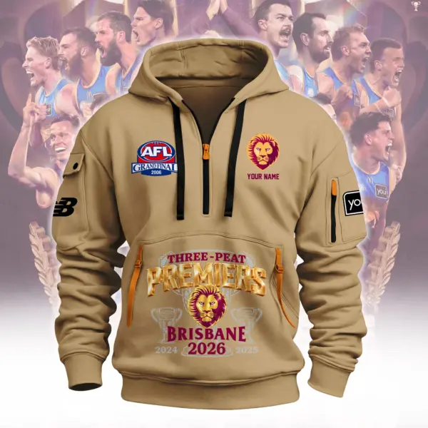Brisbane Lions 2D Quarter Zip Hoodie-THK136755 - Image 3
