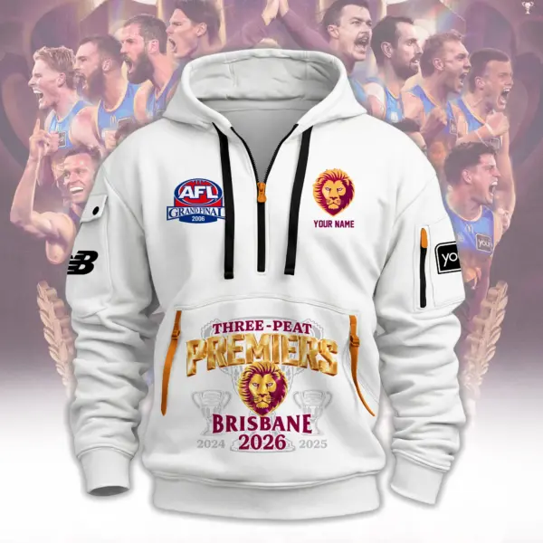 Alternative view of Brisbane Lions 2D Quarter Zip Hoodie-THK136755