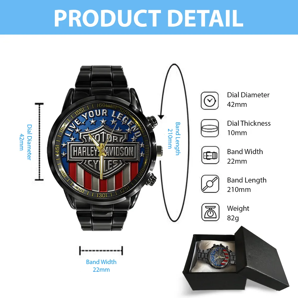 Harley Davidson Black Stainless Steel Watch-THK125695 - Image 4