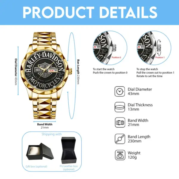 Harley Davidson Alloy Luxury Quartz Watch -THK125706 - Image 4