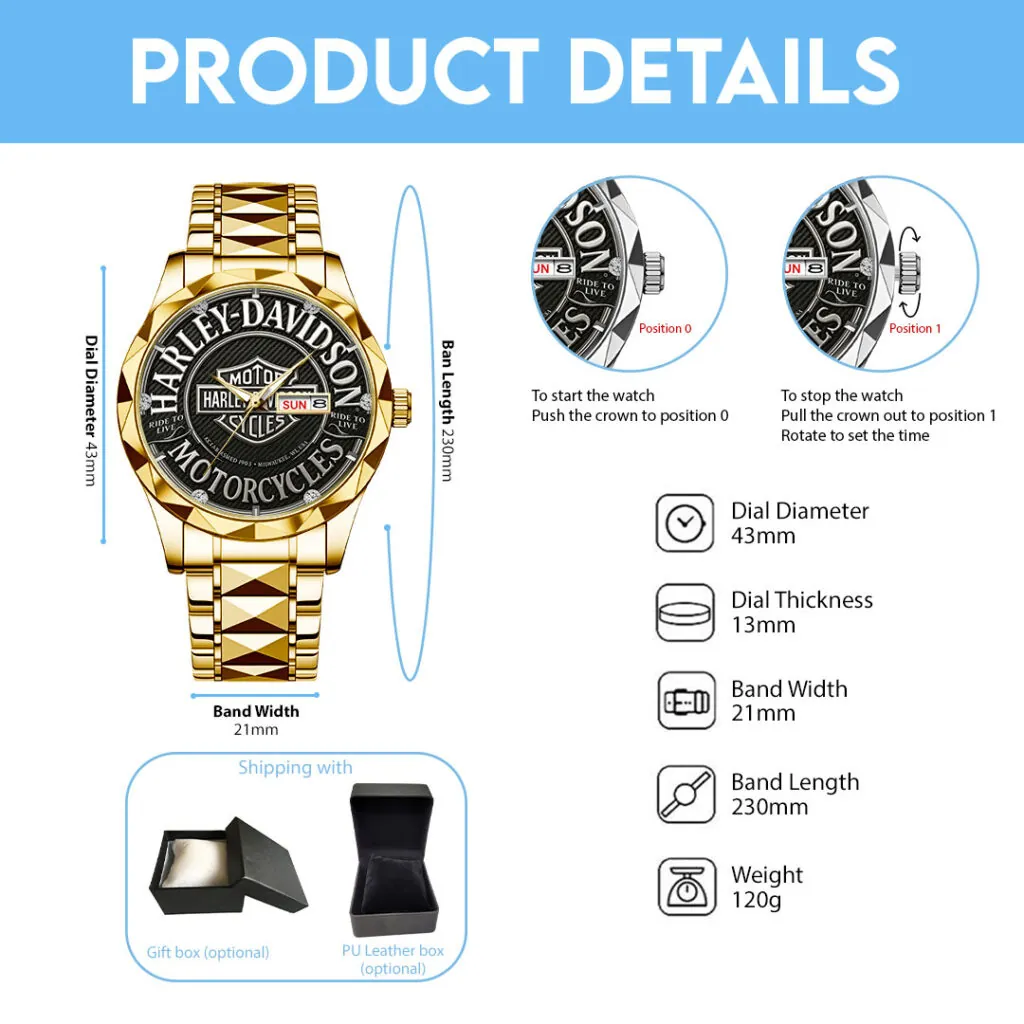 Harley Davidson Alloy Luxury Quartz Watch -THK125706 - Image 4