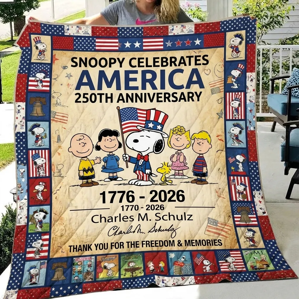Snoopy 250 Years of America Quilt Blanket -THK132499