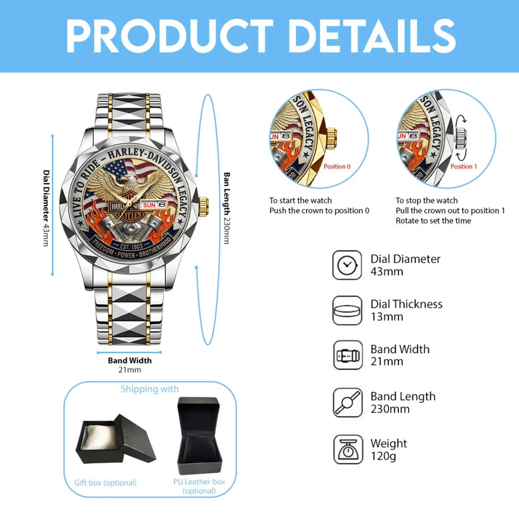 Harley Davidson Alloy Luxury Quartz Watch - Image 5