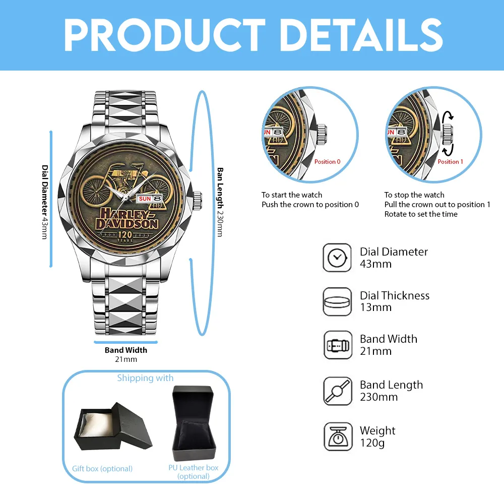 Harley Davidson Alloy Luxury Quartz Watch -THK125678 - Image 4
