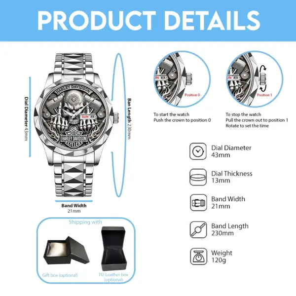 Harley Davidson Alloy Luxury Quartz Watch -THK125696 - Image 4