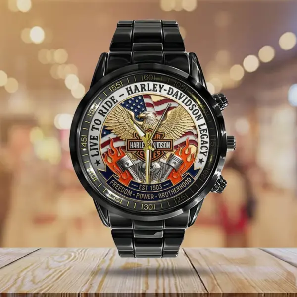 Harley Davidson Black Stainless Steel Watch - Image 4