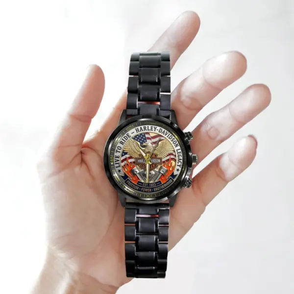 Harley Davidson Black Stainless Steel Watch - Image 5