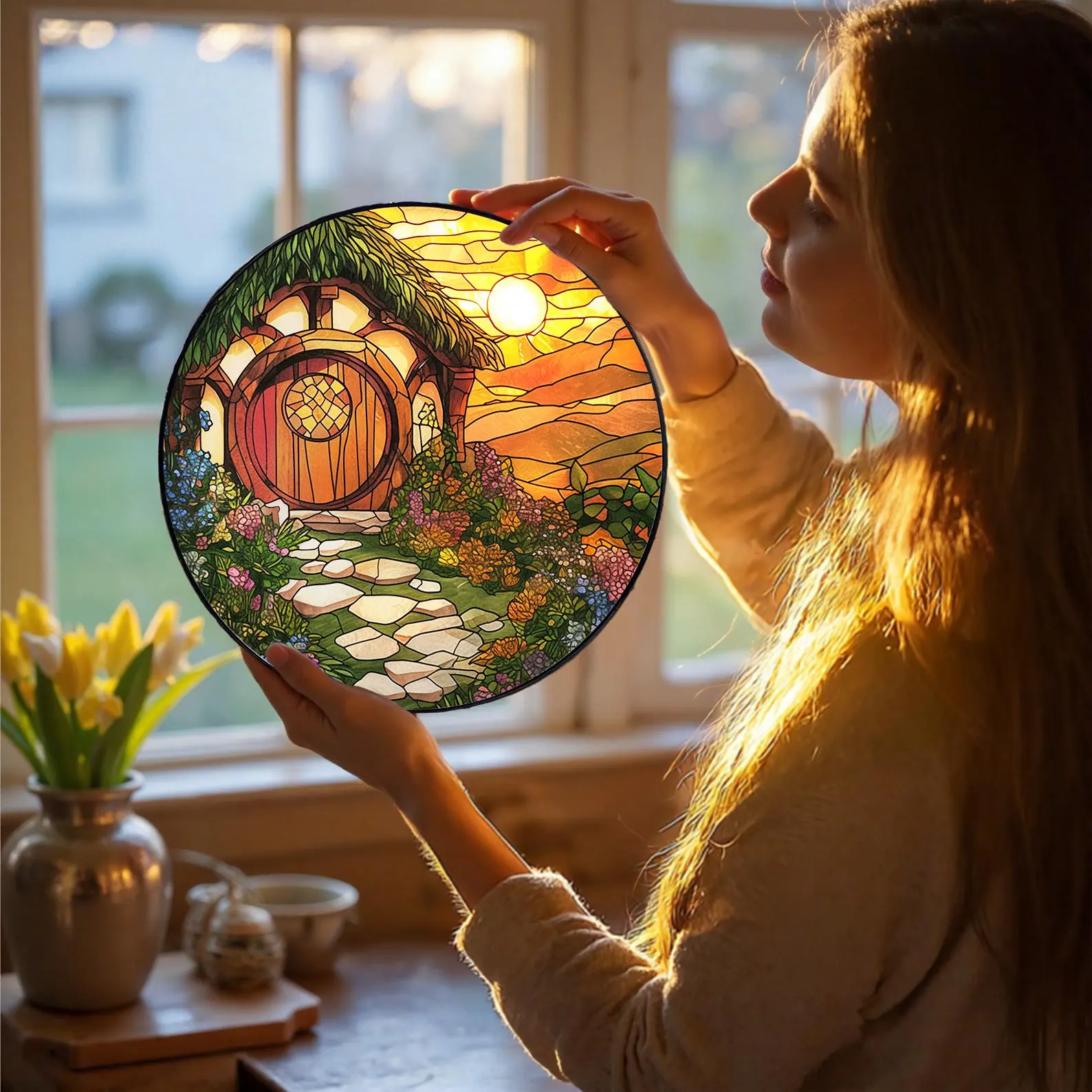 Lord of the Rings Hobbit Day Stained Glass Suncatcher - Image 2
