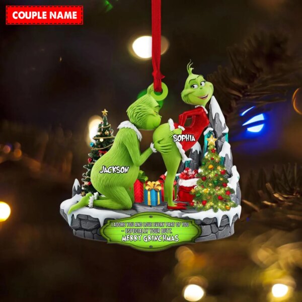 Personalized Merry Grinchmas Mr Mrs Christmas Ornament - Image 3