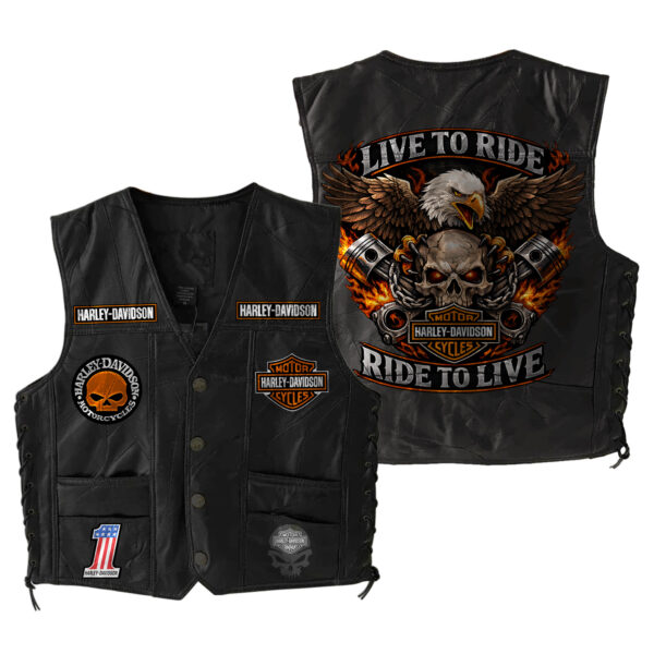 Harley Davidson Sleeveless Leather Jacket - Premium Comfort - THK126064