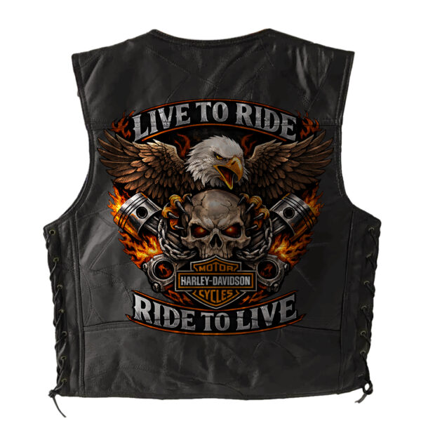 Harley Davidson Sleeveless Leather Jacket - Premium Comfort - THK126064 - Image 3