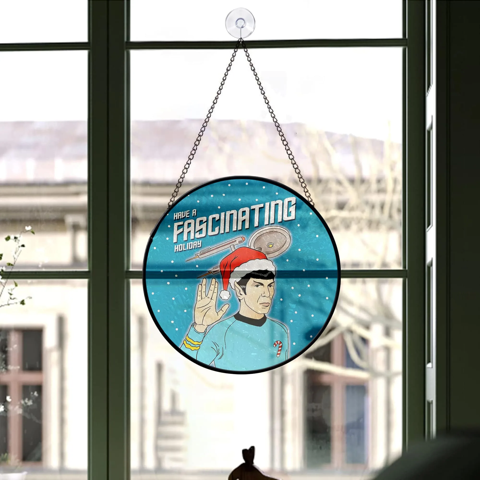 Star Trek Have A Fascinating Holiday Christmas Stained Glass Suncatcher - Image 2