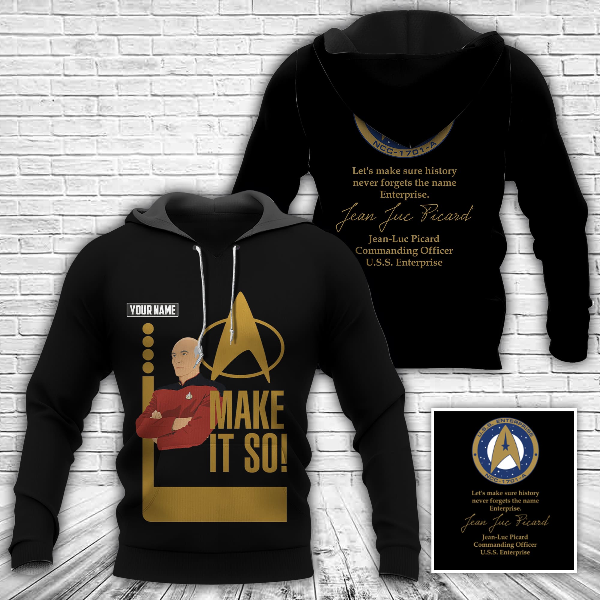Personalized Star Trek Captain Jean-Luc Picard Commander USS Enterprise 3D Apparel