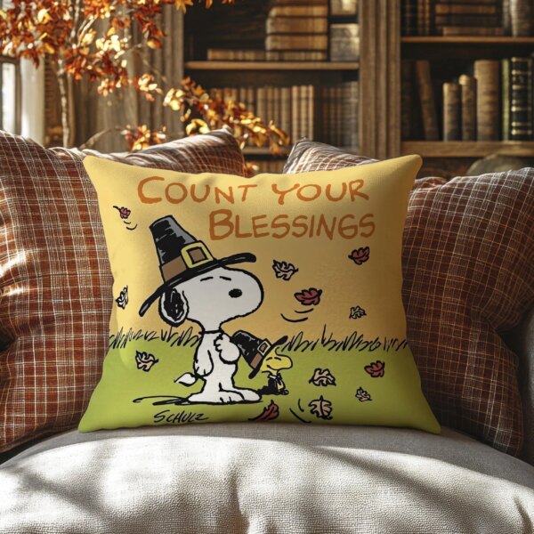 Snoopy and Woodstock Thanksgiving Pillow