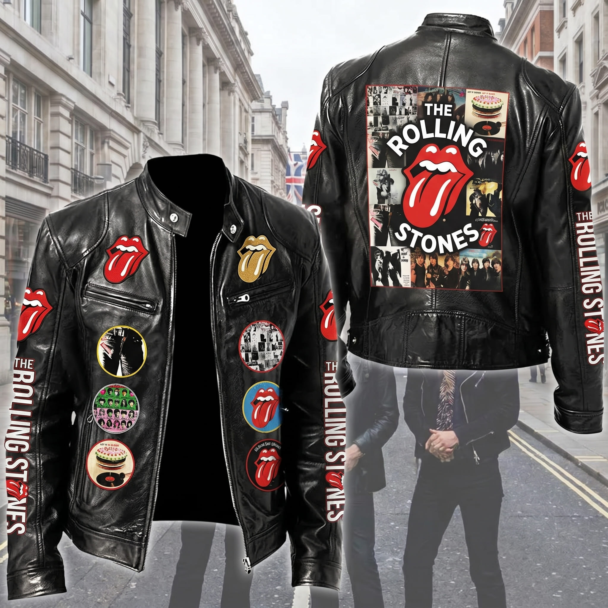 The Rolling Stones Motorcycle Leather Jacket -THK129795