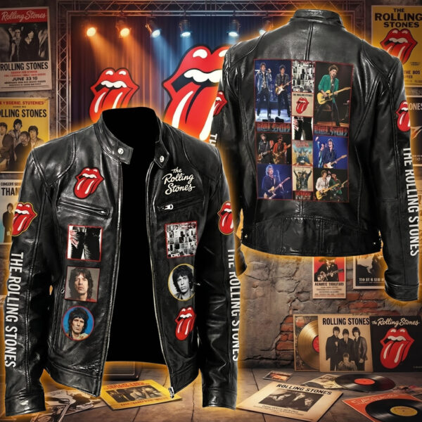 The Rolling Stones Motorcycle Leather Jacket-THK129794