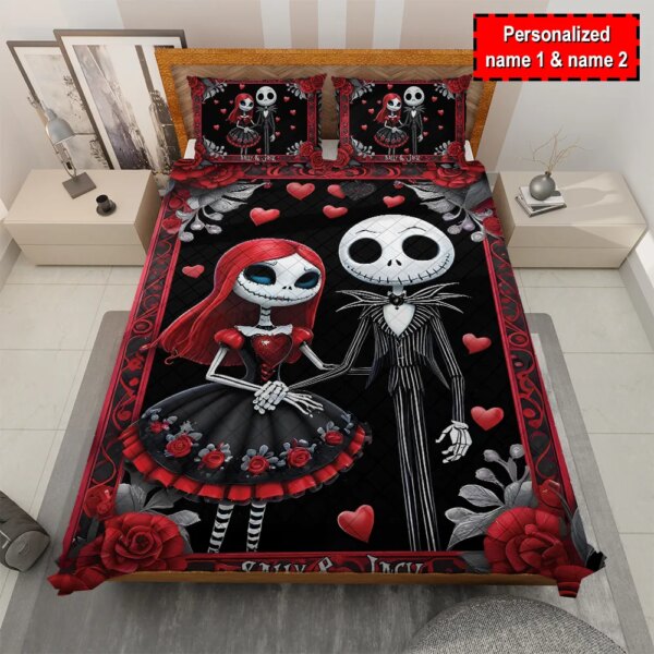 Personalized Jack And Sally - The Nightmare Before Christmas Quilt Bedding Set - Image 3