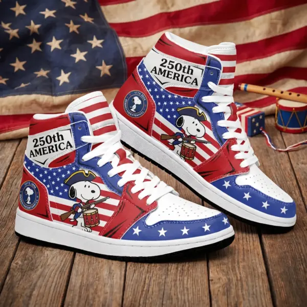 Snoopy 250 Years of America Air Jordan High Top Shoes