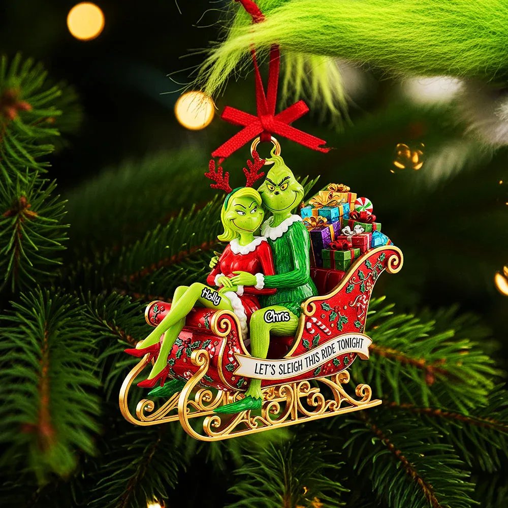 Personalized Gifts For Couple Let's Sleigh This Ride Tonight Christmas Ornament - Image 2
