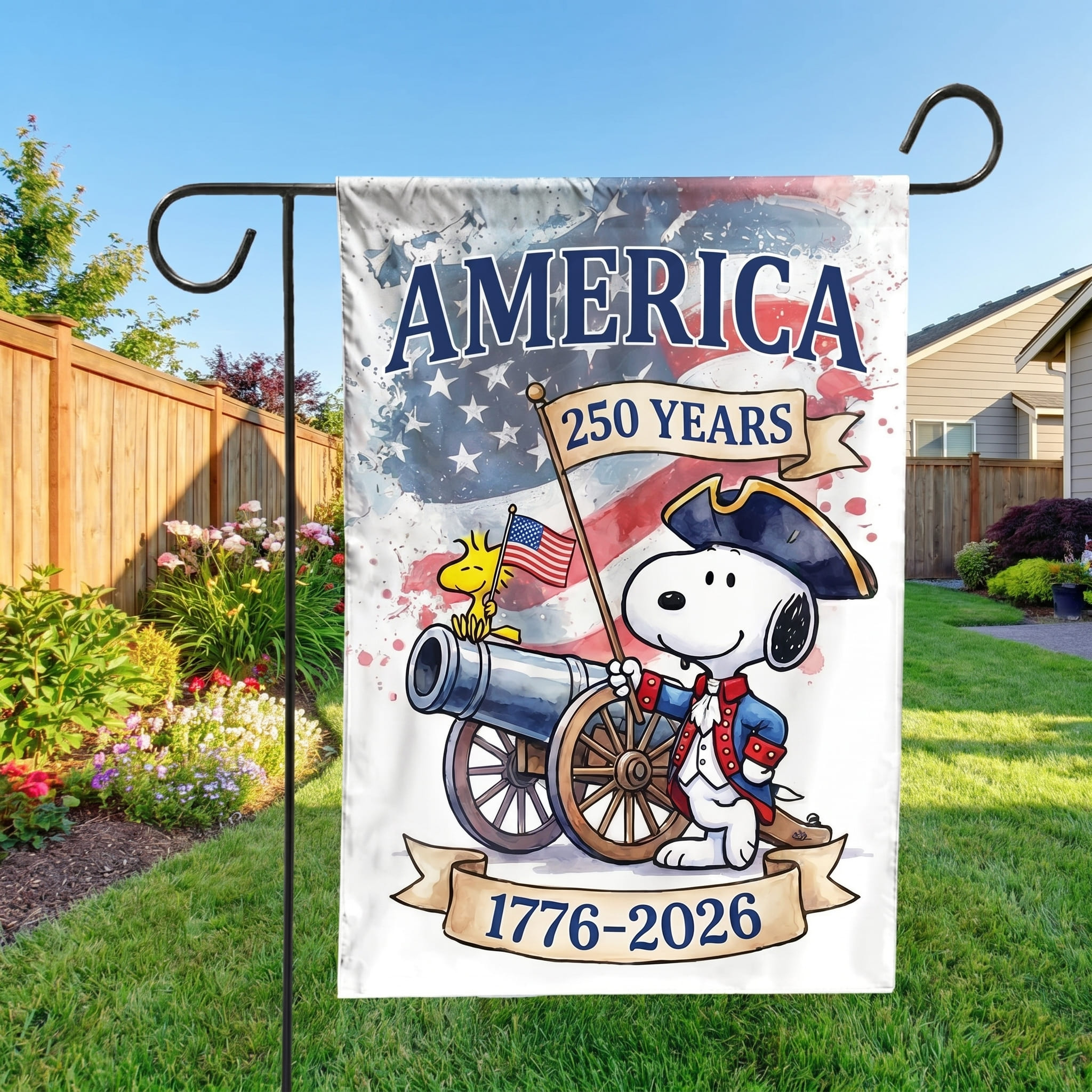 Snoopy 250 Years of America Garden Flag - Image 3